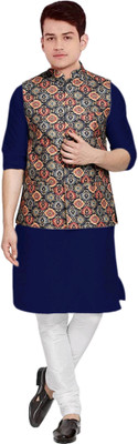 OS Jeans Men Kurta Churidar Ethnic Jacket Set