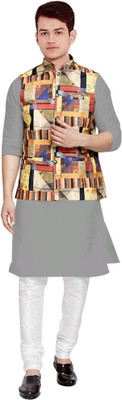 OS Jeans Men Kurta Churidar Ethnic Jacket Set