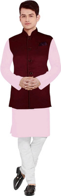 OS Jeans Men Kurta Churidar Ethnic Jacket Set
