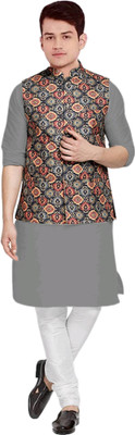OS Jeans Men Kurta Churidar Ethnic Jacket Set