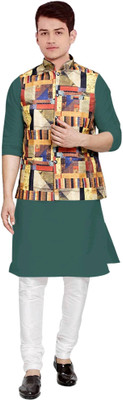 OS Jeans Men Kurta Churidar Ethnic Jacket Set