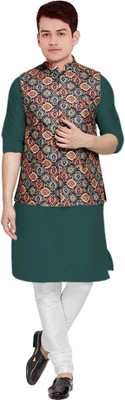 OS Jeans Men Kurta Churidar Ethnic Jacket Set