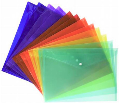 officekart Polypropylene Envelope File/ Folder Clear File/ Transparent File/ My clear Bag (PACK OF 10)(Set Of 10, Multicolor)