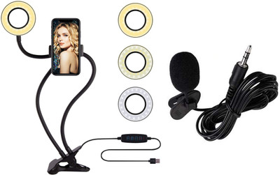 JOKIN Selfie Ring Light , Single LED Light with Phone Holder And 3 Colour Modes, Dimmable Lighting for YouTube, Photo-Shoot, Video Shoot, Live Stream, Makeup & Vlogging Compatible with Lightweight Mini Collar Mic Ring Flash(White)