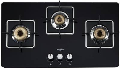Whirlpool 3 Heavy Duty Forged Brass Burner with Rust Free Body GRANDIOSA ULTRA 753 CT BR Glass Manual Gas Stove