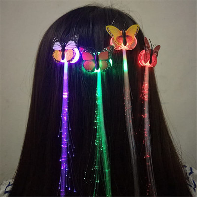 OXQFYBK 30 cm Hair Light Butterfly Flashing Fashion Optic Fiber Creative Led light|pack of 4 Self Adhesive Sticker(Pack of 4)