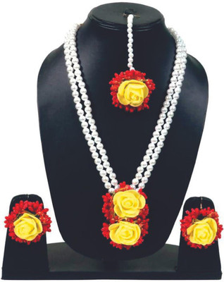 style revolver Fabric Yellow Jewellery Set(Pack of 1)