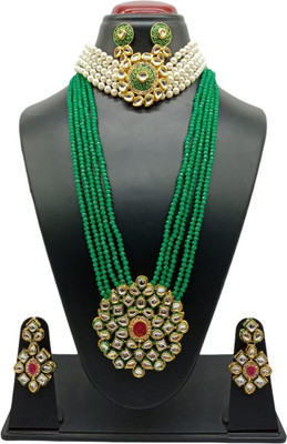 Shree Jai Sai Art Alloy Gold-plated Green Jewellery Set(Pack of 1)