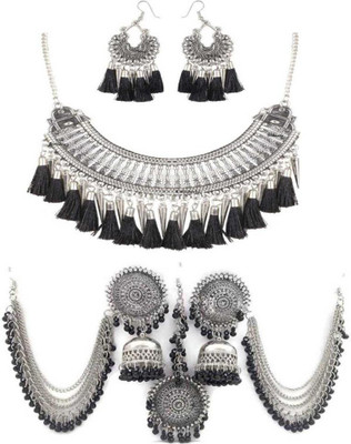 ZUKHRUF Alloy Sterling Silver Silver, Black Jewellery Set(Pack of 1)