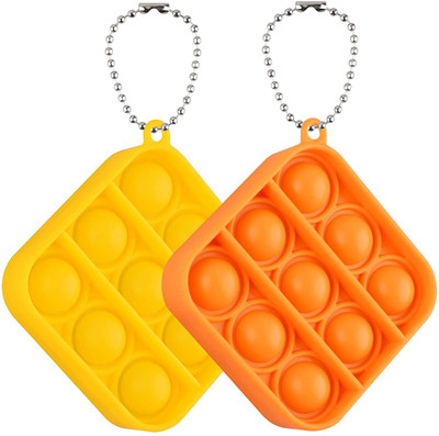 WHITE POPCORN 2 Pack Mini Pop Bubbles Fidget SQUARES Key Chain