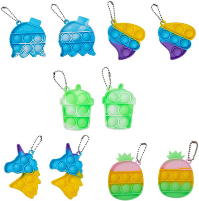WHITE POPCORN 10Pcs Simple Fidget Toy Pop Fidget Toy Mini Stress Relief Hand Toys Keychain Toy Push Pop Bubble Wrap Pop Anxiety Stress Reliever Office Desk Toy for Kids Adults Key Chain