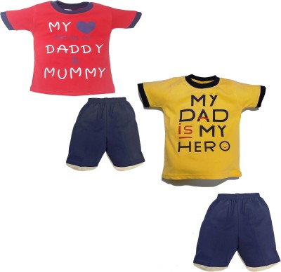 Jusfab Baby Boys & Baby Girls Casual T-shirt Shorts(Multicolor)