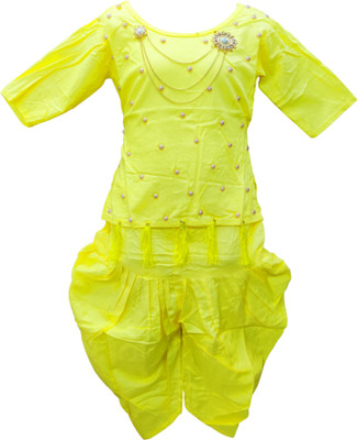 Epochlite Girls Party(Festive) Top Dhoti Pant(Yellow)