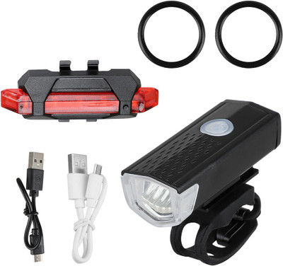 RESHNE Bicycle LED USB Rechargeable Head Light and back led taillight (COMBO) LED Front Rear Light Combo(Black, Red)