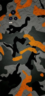 BugguSkin Vivo V20 Mobile Skin(Ultra Super Camouflage Orange Skin With High Matte Finish.)
