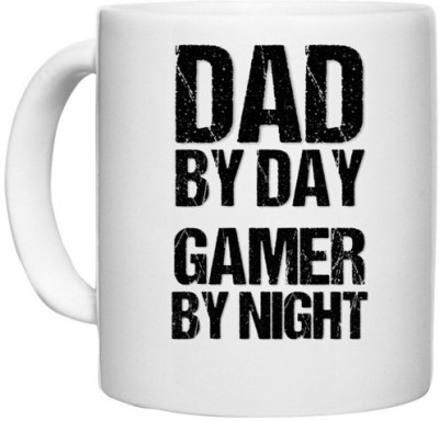 UDNAG White Ceramic Coffee / Tea 'Dad | Dad by day Gamer by Night' Perfect for Gifting [330ml] Ceramic Coffee Mug(330 ml)