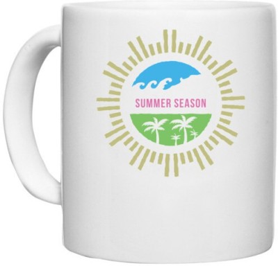 UDNAG White Ceramic Coffee / Tea 'Summer' Perfect for Gifting [330ml] Ceramic Coffee Mug(330 ml)