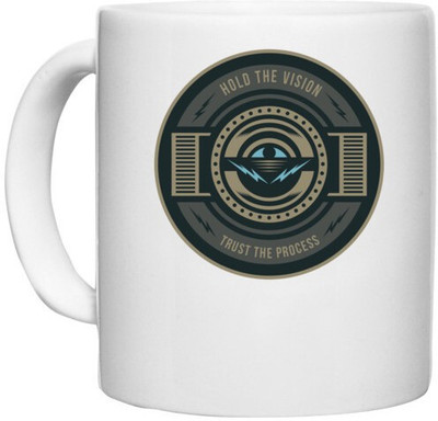 UDNAG White Ceramic Coffee / Tea 'Vision | Hold the vision trust the process' Perfect for Gifting [330ml] Ceramic Coffee Mug(330 ml)
