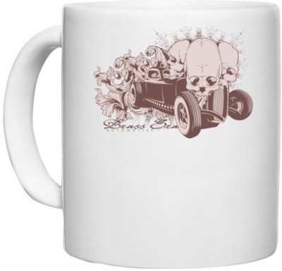 UDNAG White Ceramic Coffee / Tea 'Death | car' Perfect for Gifting [330ml] Ceramic Coffee Mug(330 ml)