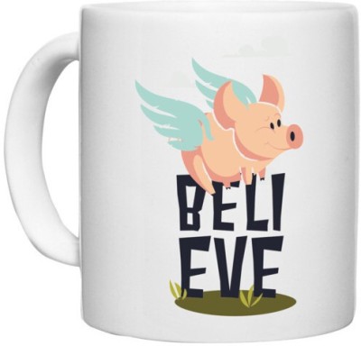 UDNAG White Ceramic Coffee / Tea 'Cartoon | Pig Beli EVE' Perfect for Gifting [330ml] Ceramic Coffee Mug(330 ml)