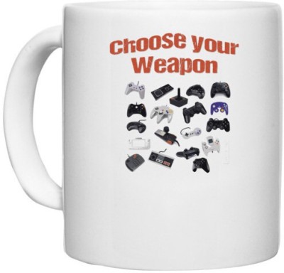 UDNAG White Ceramic Coffee / Tea 'Weapon | Choose your weapon' Perfect for Gifting [330ml] Ceramic Coffee Mug(330 ml)