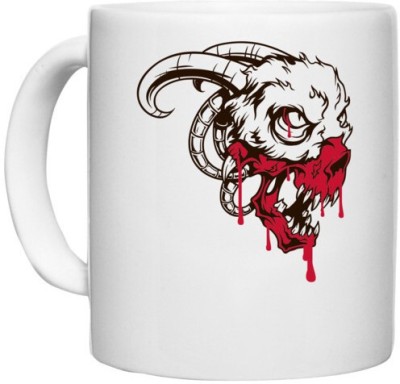 UDNAG White Ceramic Coffee / Tea 'Death | Blood and death' Perfect for Gifting [330ml] Ceramic Coffee Mug(330 ml)