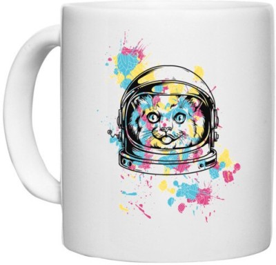 UDNAG White Ceramic Coffee / Tea 'Astronaut | Astronaut Cat' Perfect for Gifting [330ml] Ceramic Coffee Mug(330 ml)