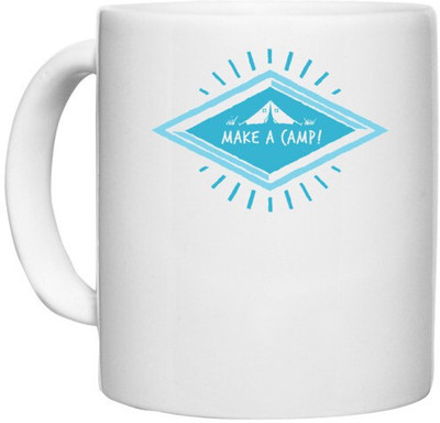 UDNAG White Ceramic Coffee / Tea 'Make a camp' Perfect for Gifting [330ml] Ceramic Coffee Mug(330 ml)