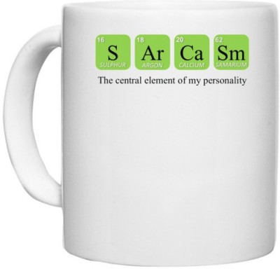 UDNAG White Ceramic Coffee / Tea 'Element | S Ar Ca Sm the central element of my personality' Perfect for Gifting [330ml] Ceramic Coffee Mug(330 ml)