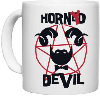 UDNAG White Ceramic Coffee / Tea 'Devil | Horned Devil' Perfect for Gifting [330ml] Ceramic Coffee Mug(330 ml)