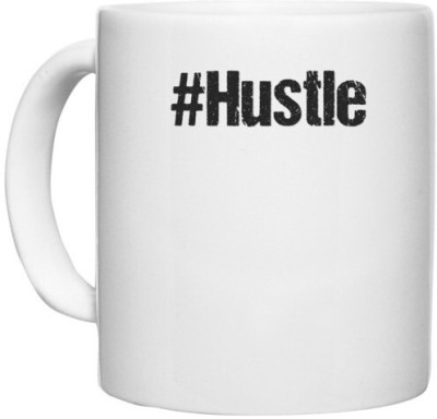 UDNAG White Ceramic Coffee / Tea 'Hashtag | hustle' Perfect for Gifting [330ml] Ceramic Coffee Mug(330 ml)