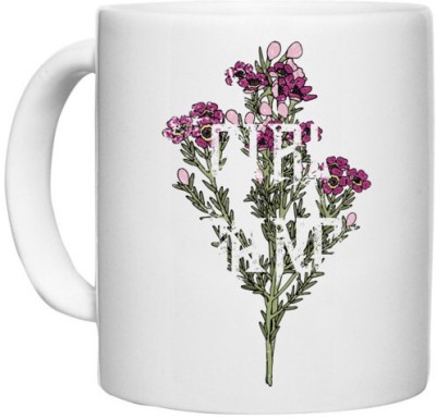 UDNAG White Ceramic Coffee / Tea 'Flowers' Perfect for Gifting [330ml] Ceramic Coffee Mug(330 ml)