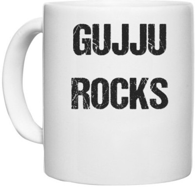 UDNAG White Ceramic Coffee / Tea 'Guju | Guju rocks' Perfect for Gifting [330ml] Ceramic Coffee Mug(330 ml)