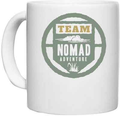UDNAG White Ceramic Coffee / Tea 'Team NOMAD adventure' Perfect for Gifting [330ml] Ceramic Coffee Mug(330 ml)