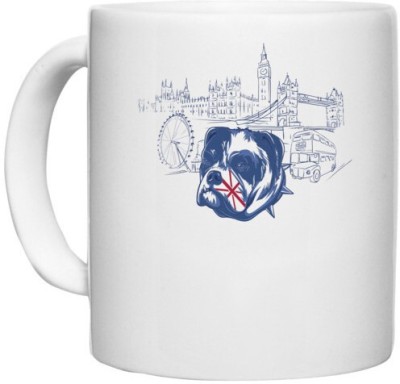 UDNAG White Ceramic Coffee / Tea 'London | British Bulldog' Perfect for Gifting [330ml] Ceramic Coffee Mug(330 ml)