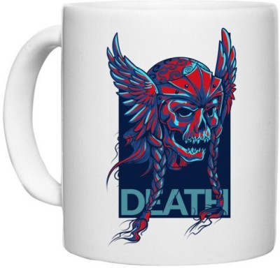 UDNAG White Ceramic Coffee / Tea 'Death | Red Skull' Perfect for Gifting [330ml] Ceramic Coffee Mug(330 ml)
