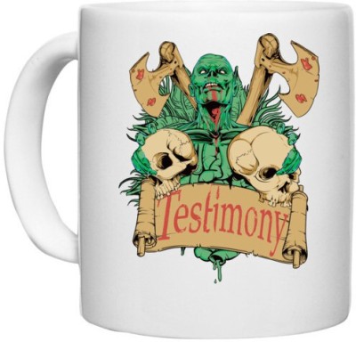 UDNAG White Ceramic Coffee / Tea 'Death | Blood, axe death Testimony' Perfect for Gifting [330ml] Ceramic Coffee Mug(330 ml)
