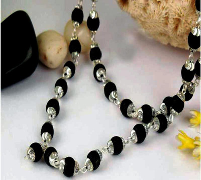 braj bazar BLACK TULSI Mala for Men and Women Silver Plated Silver, Wood Chain Crystal Silver Plated Wood Chain