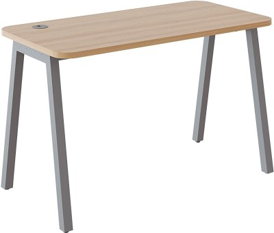 HNI India IVO Ergonomic Design Executive Wood Metal Steel Office Desk Study Desk (Grey Powder Coat finish, Thansau Maple) Engineered Wood Office Table(Free Standing, Finish Color - Grey, Optional Installation Available)