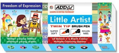 Add Gel Add Brush Pen Fineliner Pen(Pack of 6, Ink Color - Multicolor)