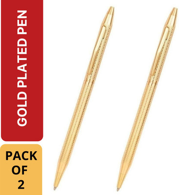 Hayman 24 CT Gold Plated Sleek Roller Ball Pen(Pack of 2, Ink Color - Blue)