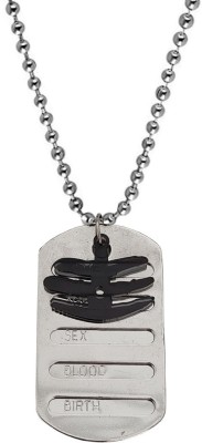 Sullery Lord Shiv Mahakal Milatry Name Tag Locket Pendant Necklace Chain Sterling Silver Stainless Steel Pendant