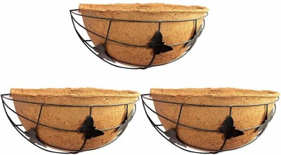 Coirgarden Coco Fiber Wall Hanging Flower Basket 12 Inch 3 Pieces Plant Container Set(Pack of 3, Wood)