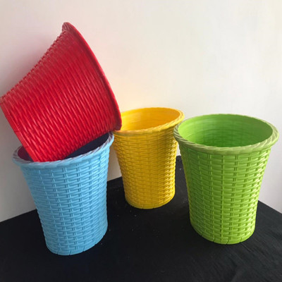 SNSHOPEE WEAVING design flower pot for garden attractive round nursery Plant Container Set(Pack of 4, Plastic)