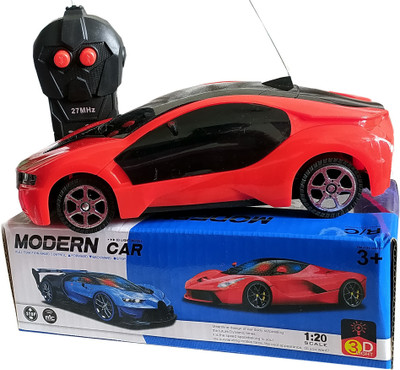 Just97 3D Light Fast Modern Car Full function Radio remote control car for kids(new red color, RED COLOR)