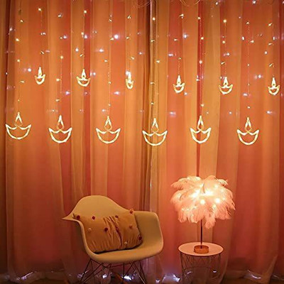 The Purple Tree 142 LEDs 2.49 m Yellow Steady, Flickering Diya Rice Lights(Pack of 1)