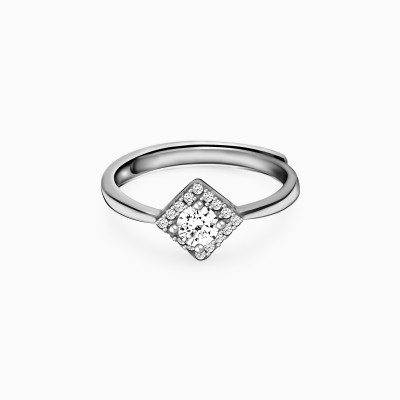 GIVA Sterling Silver Zircon Symmetry Square adjustable ring for women in 925 stamped Sterling Silver Cubic Zirconia Rhodium Plated Ring