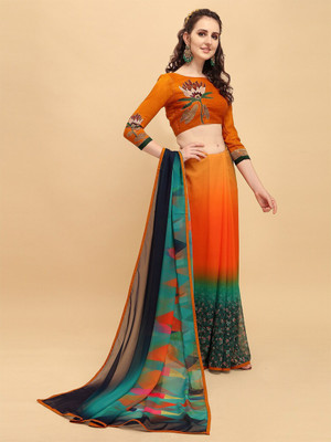 Sangria Printed Bollywood Georgette Saree(Green)