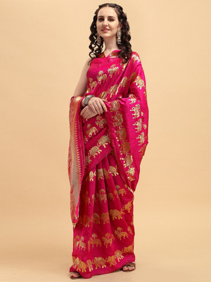 Sangria Woven Banarasi Silk Blend Saree(Pink)