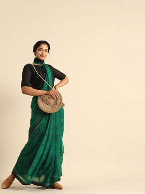 Sangria Printed Bollywood Georgette Saree(Green)